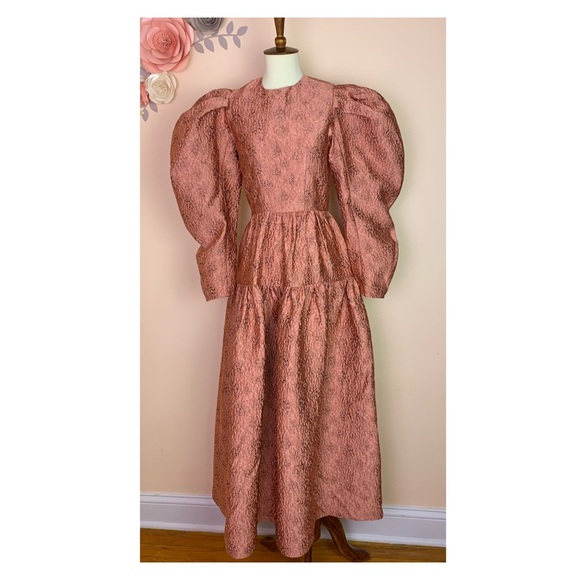 New! ULLA JOHNSON Jacquard Tiered Midi Dress - Picture 3 of 14